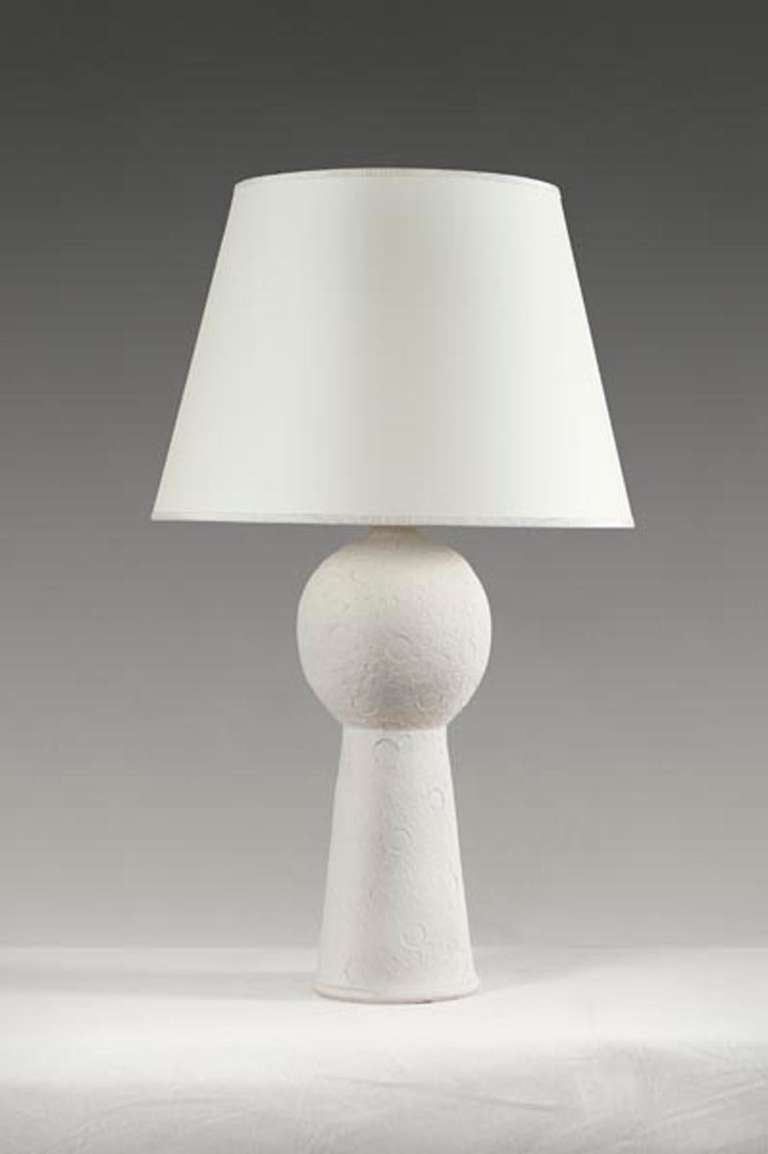 White terracotta Bilboquet lamp.