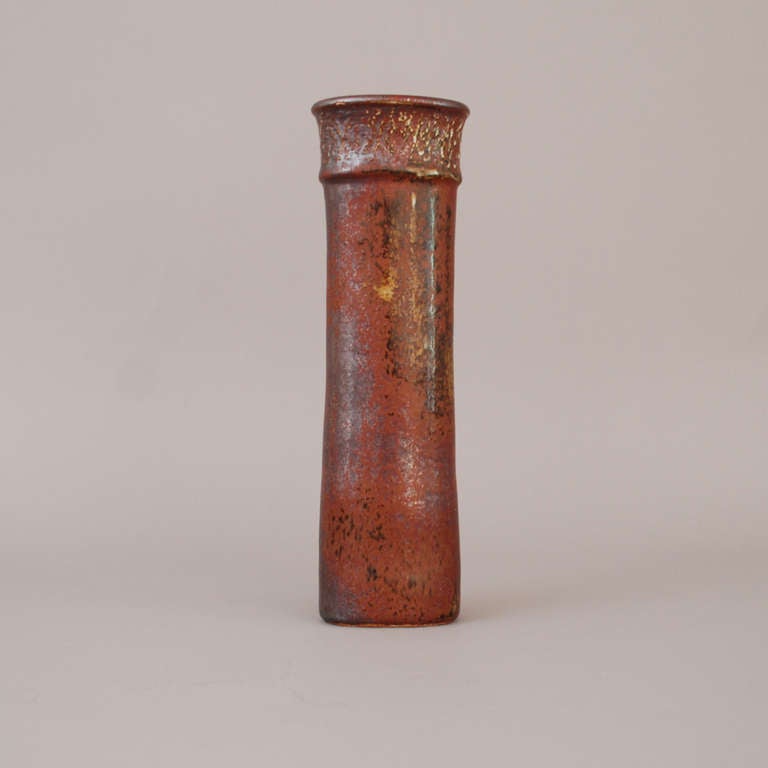 A unique stoneware vase by Stig Lindberg for Gustavsberg 1960. H: 34 cm L: 9 cm