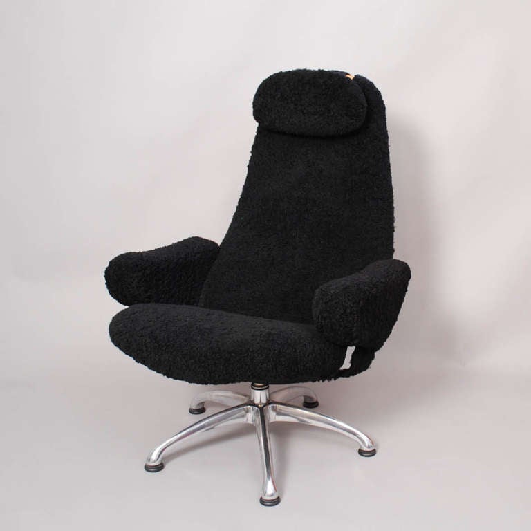 Swedish Contourett Roto Lounge Chair with Ottoman by Alf Svensson