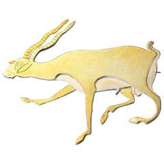 Vintage Rare Gilded Antelope, Sterling Silver Brooch by Wiwen Nilsson