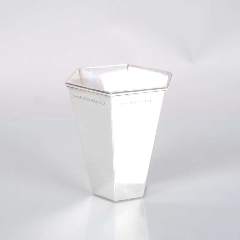 Hexagonal Sterling Silver Beaker by Wiwen Nilsson
