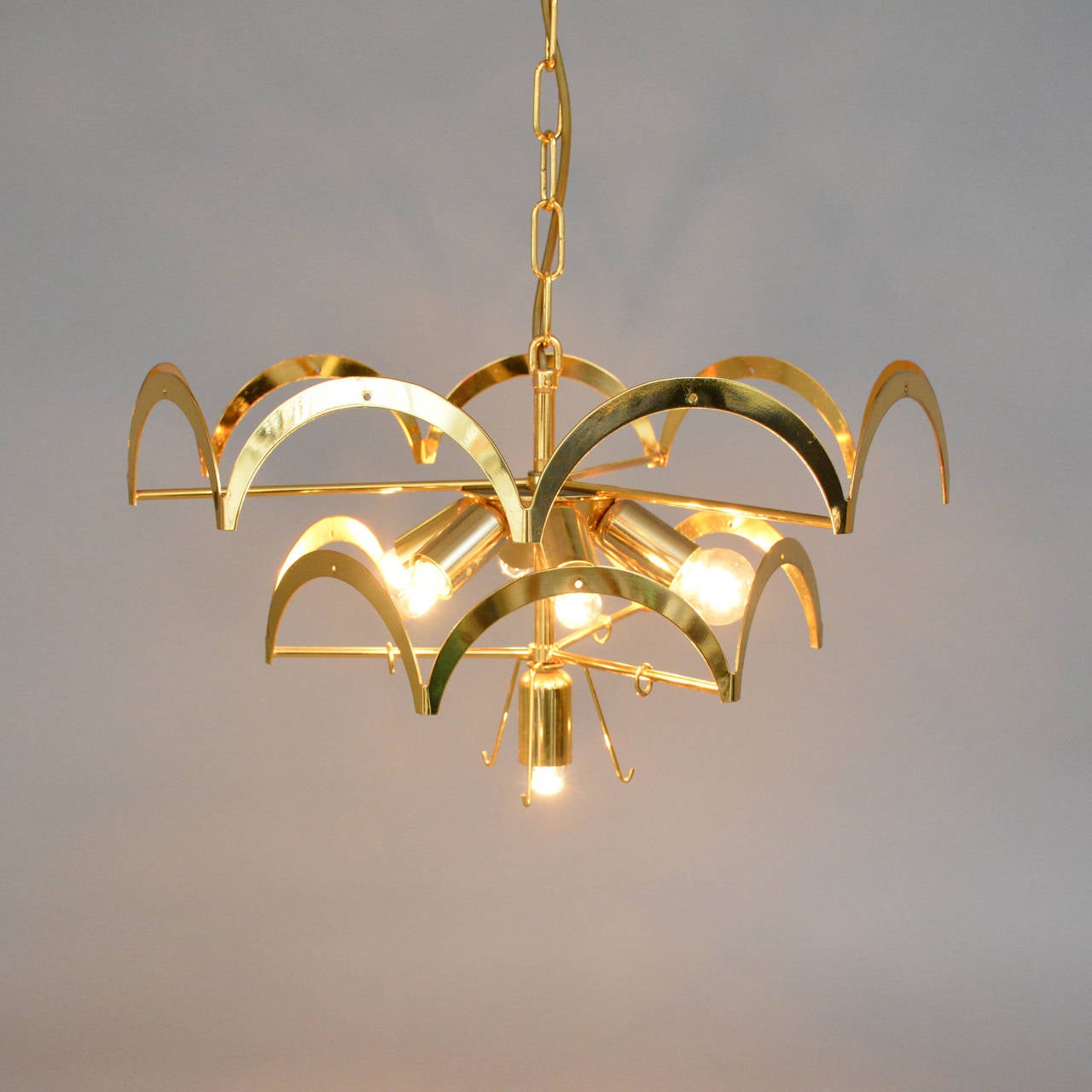 Ceiling Lamp Brass and Glass, Italy, 1960s-1970s In Excellent Condition In Lund, SE