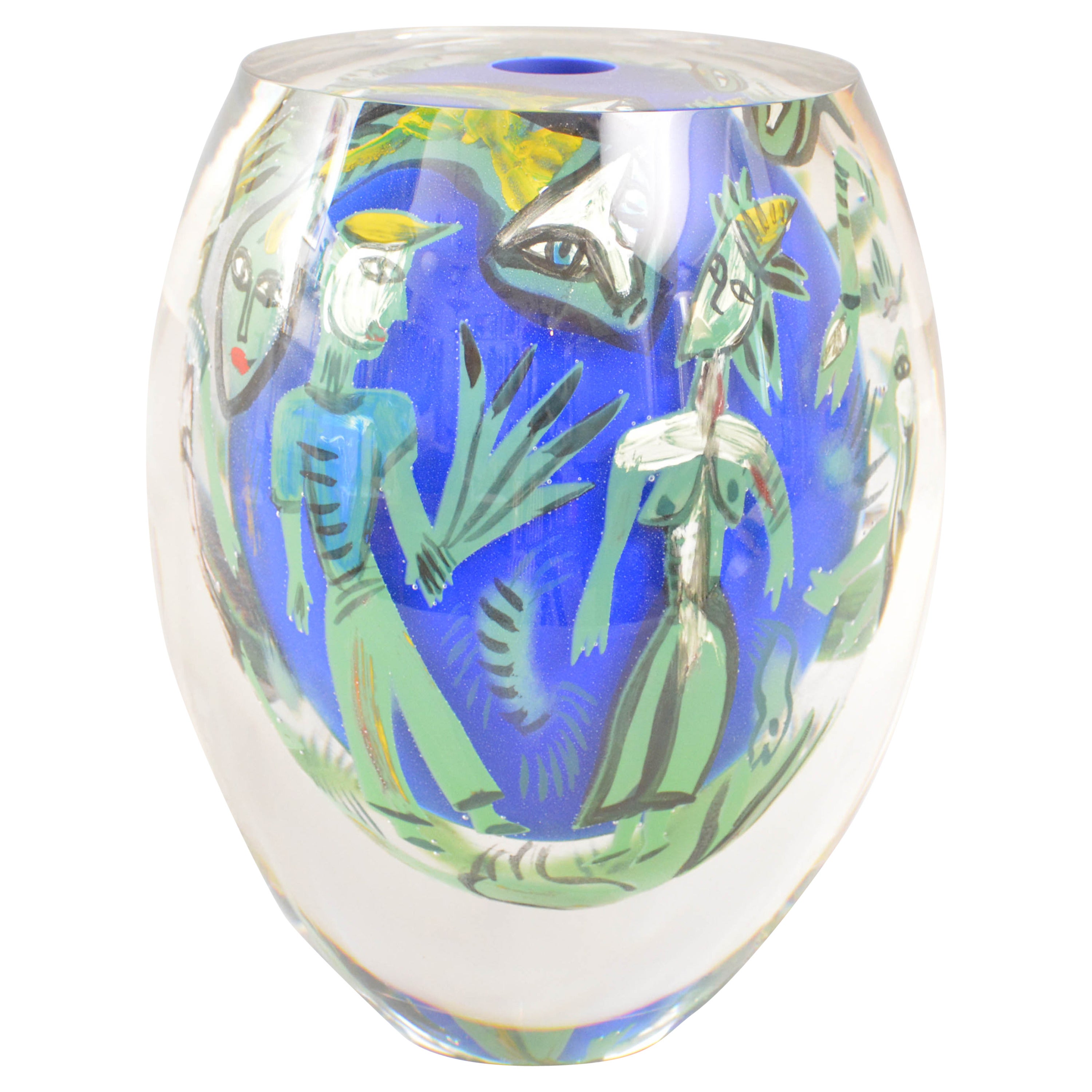 Unique Ulrica Hydman-Vallien Kabale Vase for Kosta-Boda Sweden