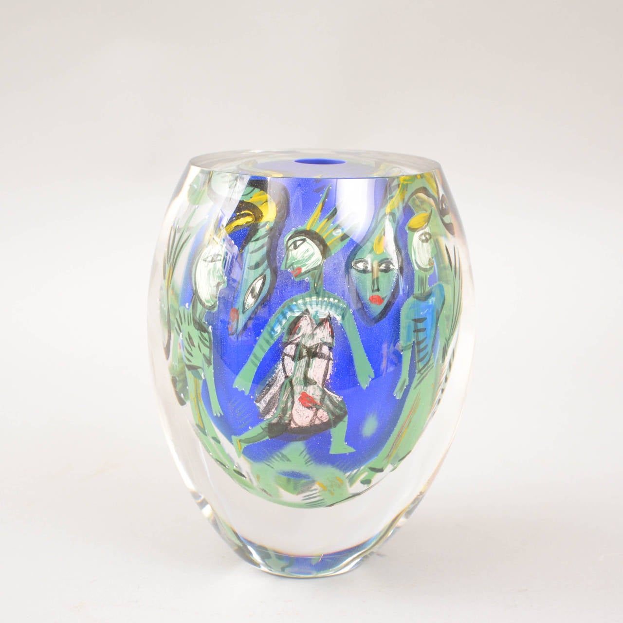 Swedish Unique Ulrica Hydman-Vallien Kabale Vase for Kosta-Boda Sweden