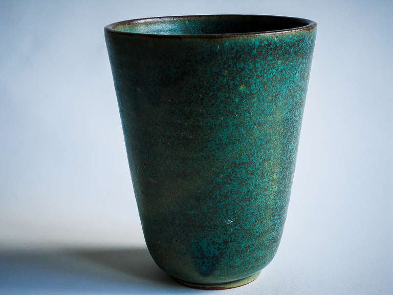 Mid-20th Century Arne Bang - 1930s Large Stoneware Green/Blue Vases