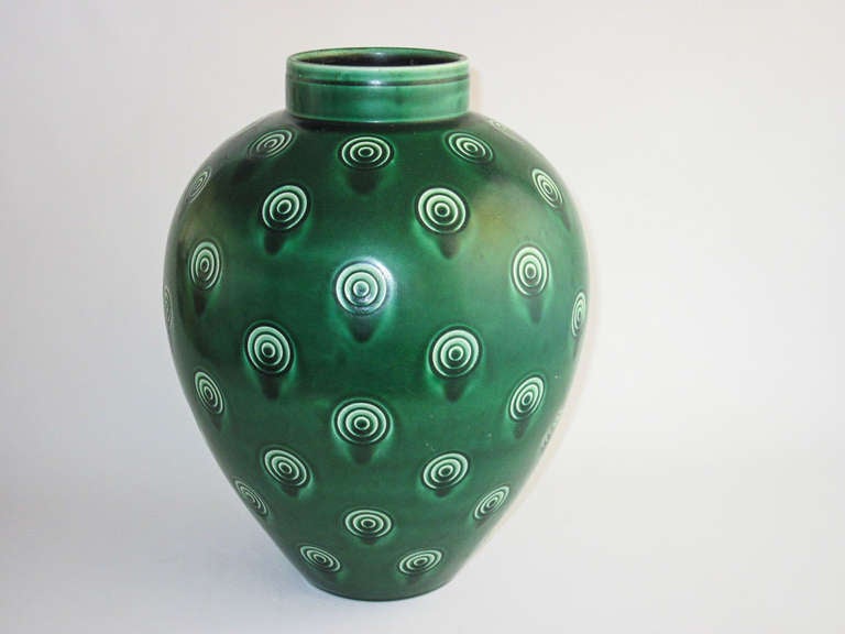 Glazed Very Large Niels Thorsson Vase for Aluminia For Sale