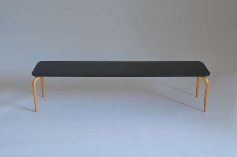 Early Bruno Mathsson black formica Annika bench