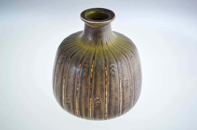 Danish Large Niels Thorsson Solfatara Stoneware Vase For Sale