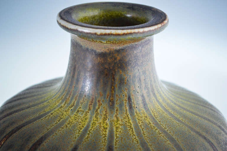 Scandinavian Modern Large Niels Thorsson Solfatara Stoneware Vase For Sale