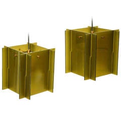 Rare Arne Jacobsen Snack Bar lamps. Smoked Lucite/Brass
