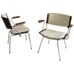 Nanna Ditzel Wenge Leather Armchairs 1958, Stackable