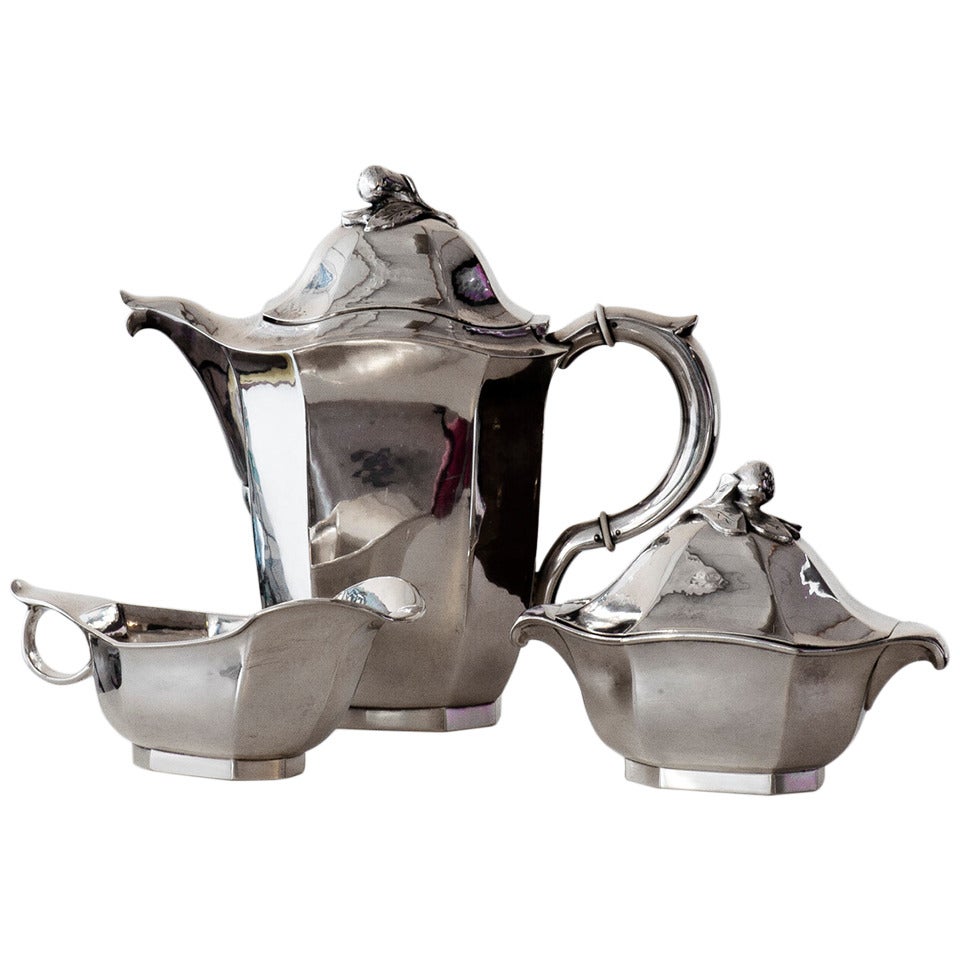 20th Century Silver Coffee Set by Jacob Ängman G.A.B For Sale