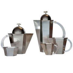 Tea and Coffee Set in Sterling Silver by Wiwen Nilsson