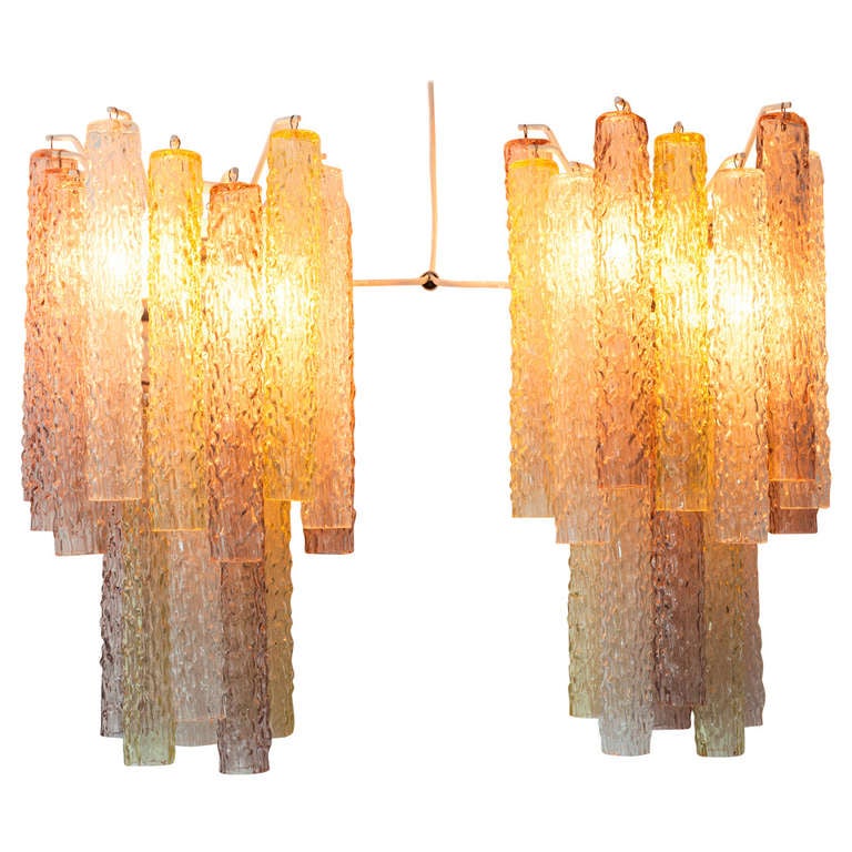 Glass wall sconces.