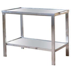 Jacques Adnet Mirror & Chrome Bar Table