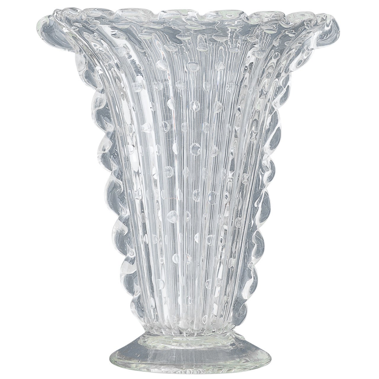 Vintage Murano Clear Glass Vase