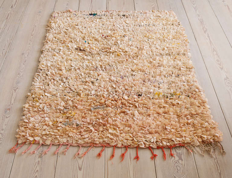 Beautiful Boucherouite rag rug in soft pastel hues.