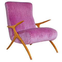 Vintage Italian 1950s Lounge Chair in Raf Simons Textile
