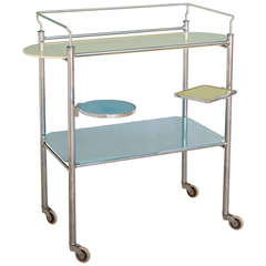 Vintage Trolley In Chromed Steel and Tinted Glass