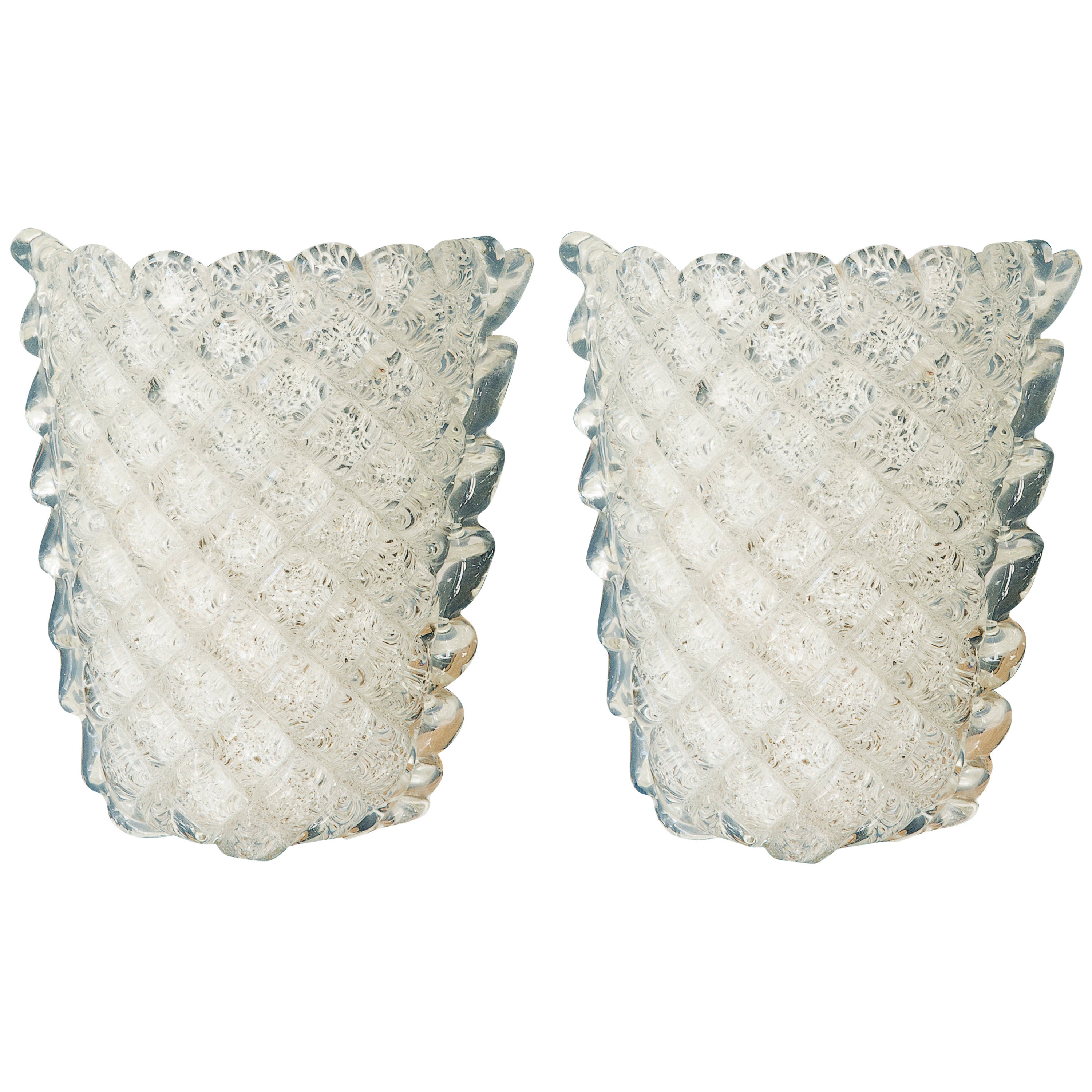 Pair of Barovier et Toso 1940s Glass Sconces