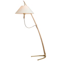 Kalmar Dornstab Floor Lamp in Oak and Polished Brass