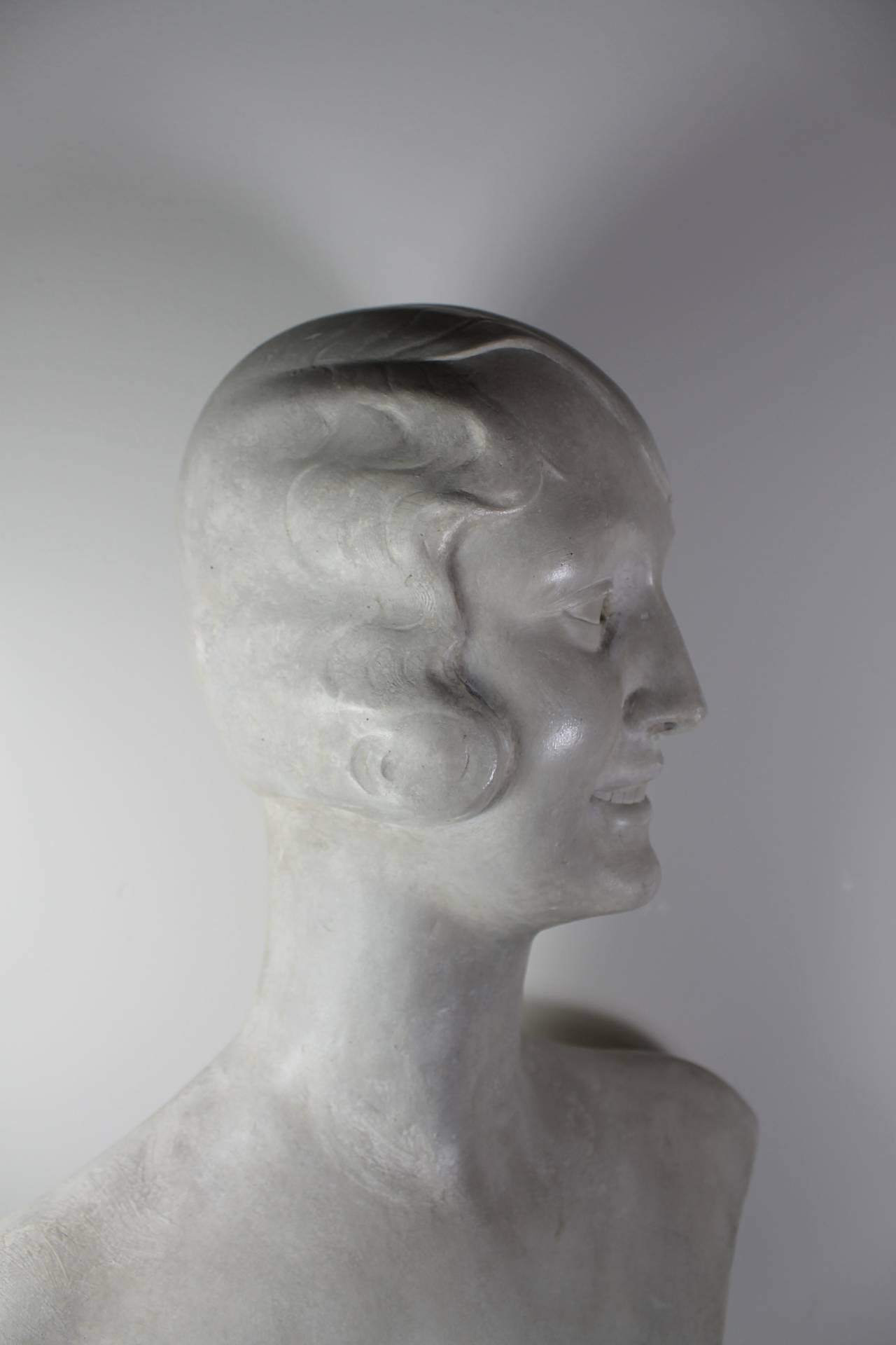 Art Deco Shop Window Bust in Plaster, ca. 1920 For Sale