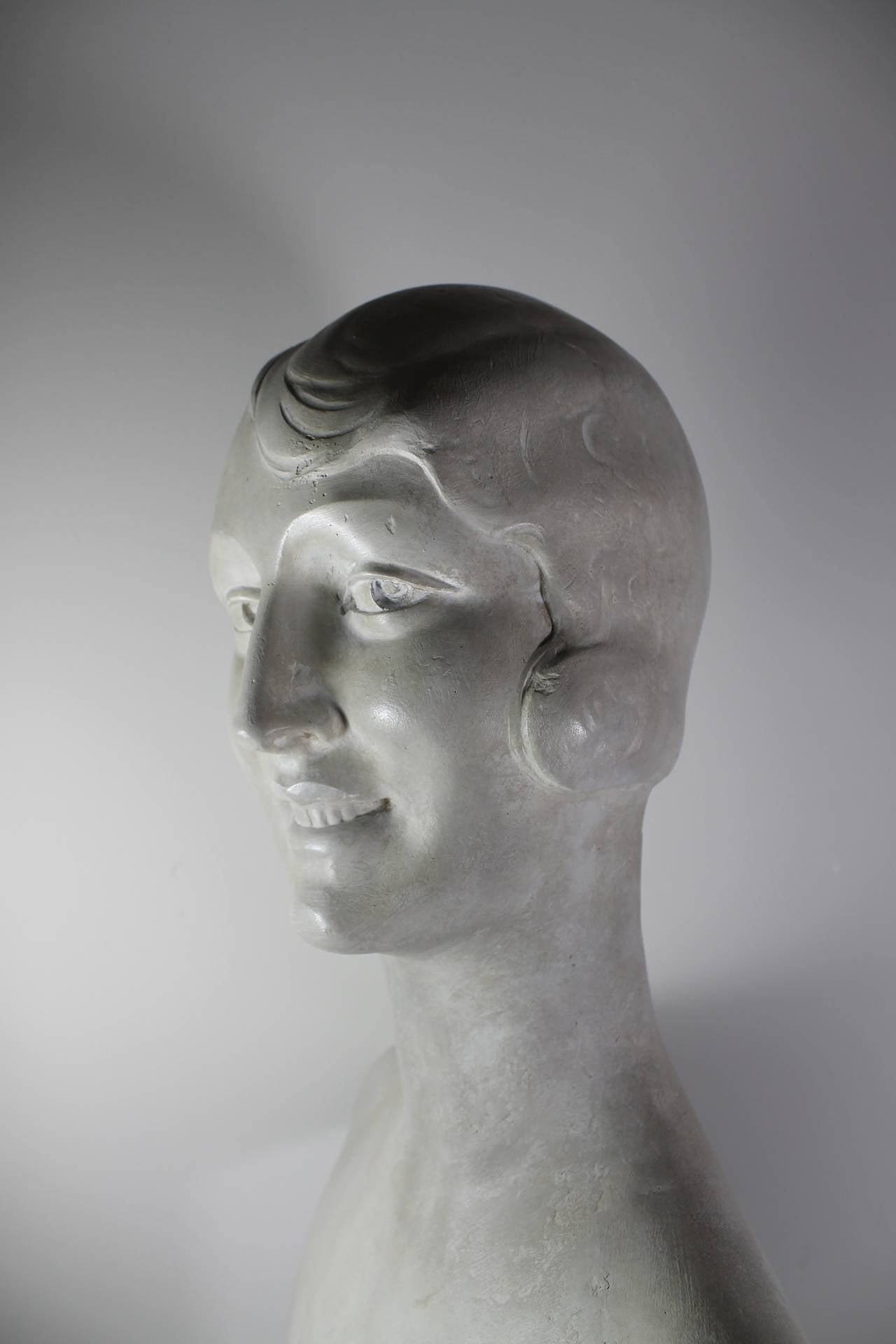 20th Century Shop Window Bust in Plaster, ca. 1920 For Sale