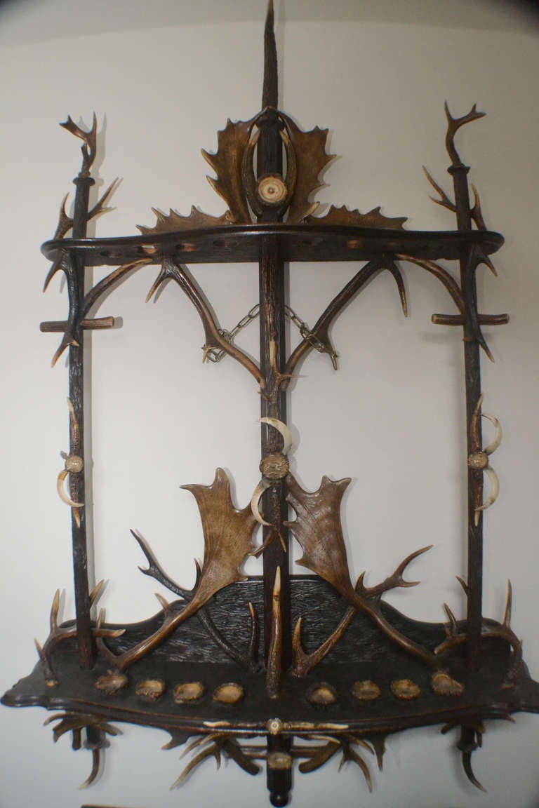 An arm-rack for eight guns for hunting, with beautiful details.