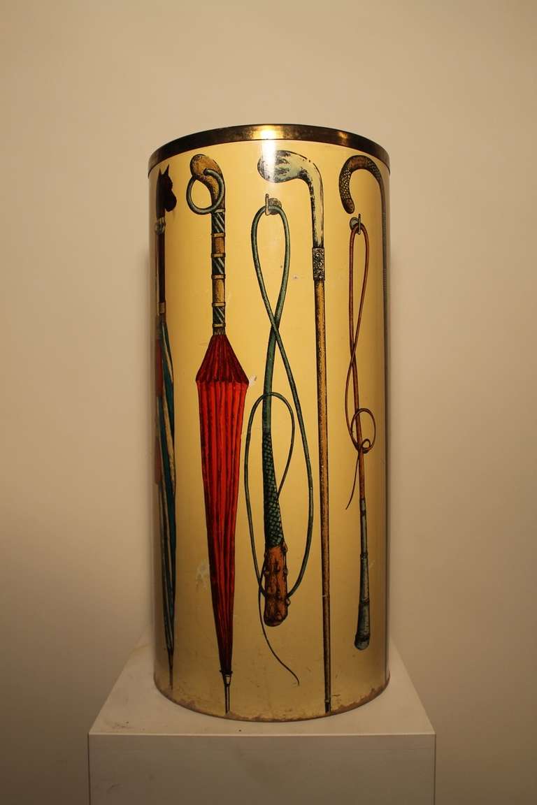 Mid-Century Modern Umbrella Stand In Hand Painted Masonite circa 1950