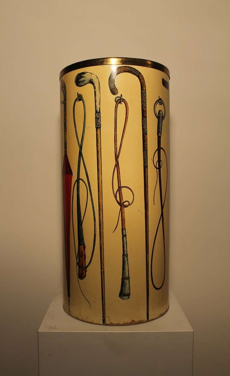 Hand-Crafted Umbrella Stand In Hand Painted Masonite circa 1950