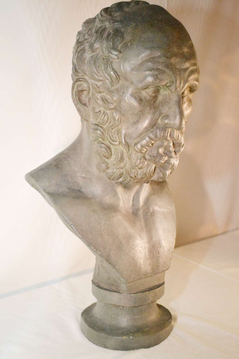 Stucco 19th Century Bust of Homerus For Sale