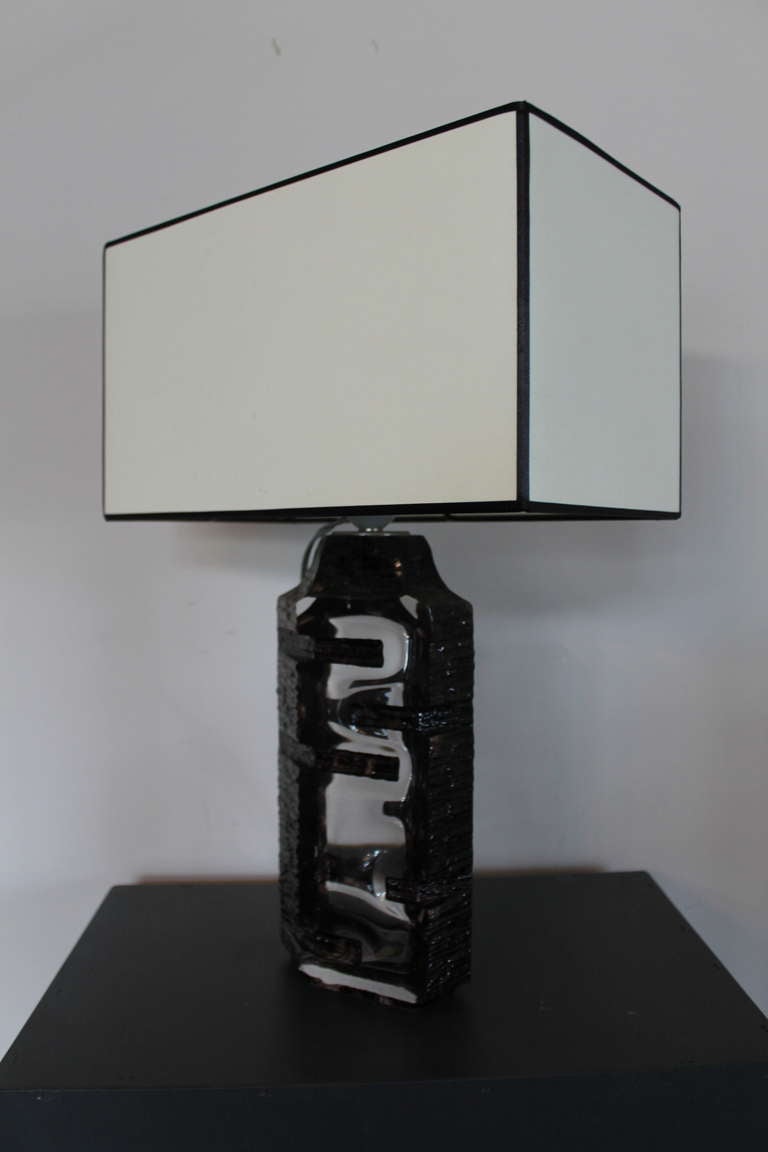 French Brown Purper Table Lamp From The 70ties. Signed: Daum France For Sale
