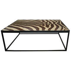 Coffee Table with Top of Zebra Skin