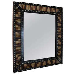 Antique A Mirror With a Frame of Porcupine Quill