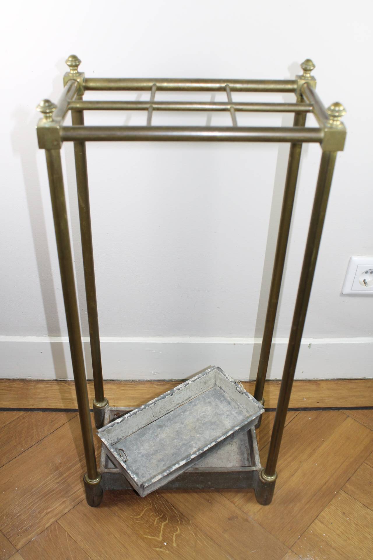 Hand-Crafted Umbrella Stand in Messing, circa 1900 For Sale
