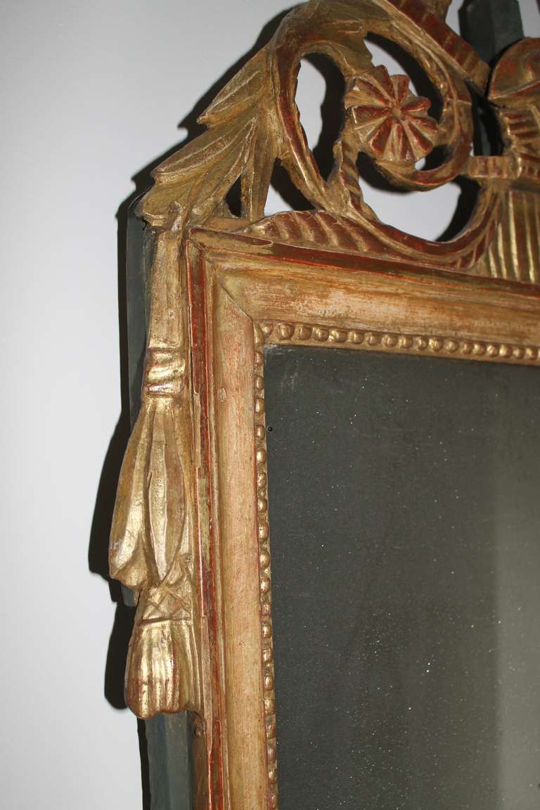 French Woodcarved Gilded Mirror For Sale