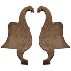 Pair of Woodcarved Griffins