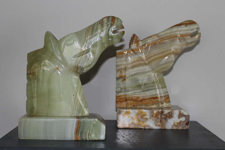Pair of Mexican bookends in onyx  from the 70ties