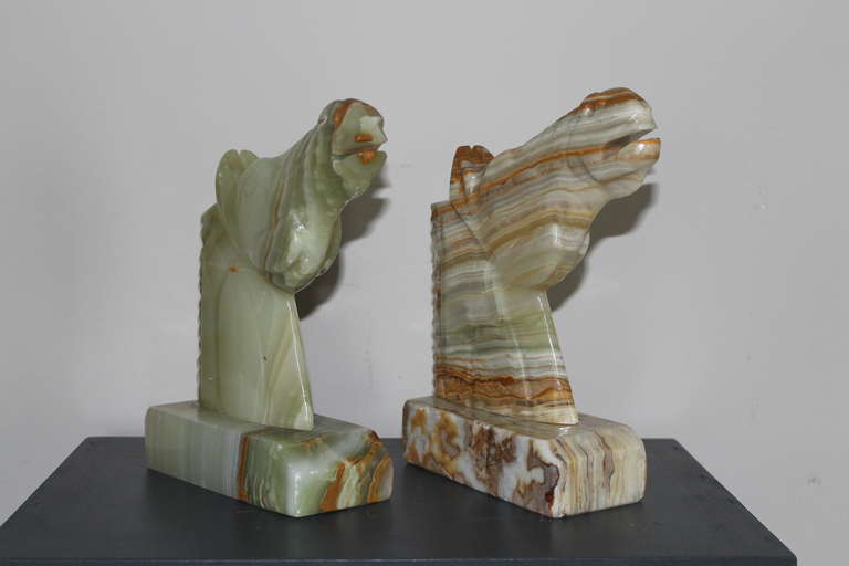 Mexican Pair of Bookends in Onyx For Sale
