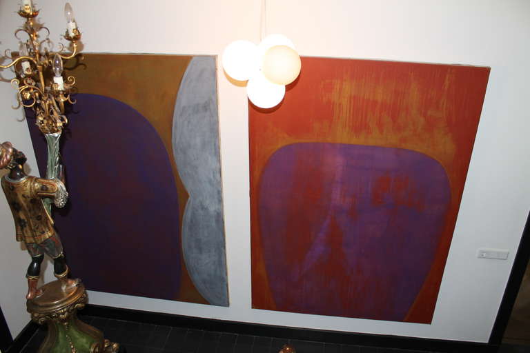20th Century Pair of Large Abstract Paintings For Sale