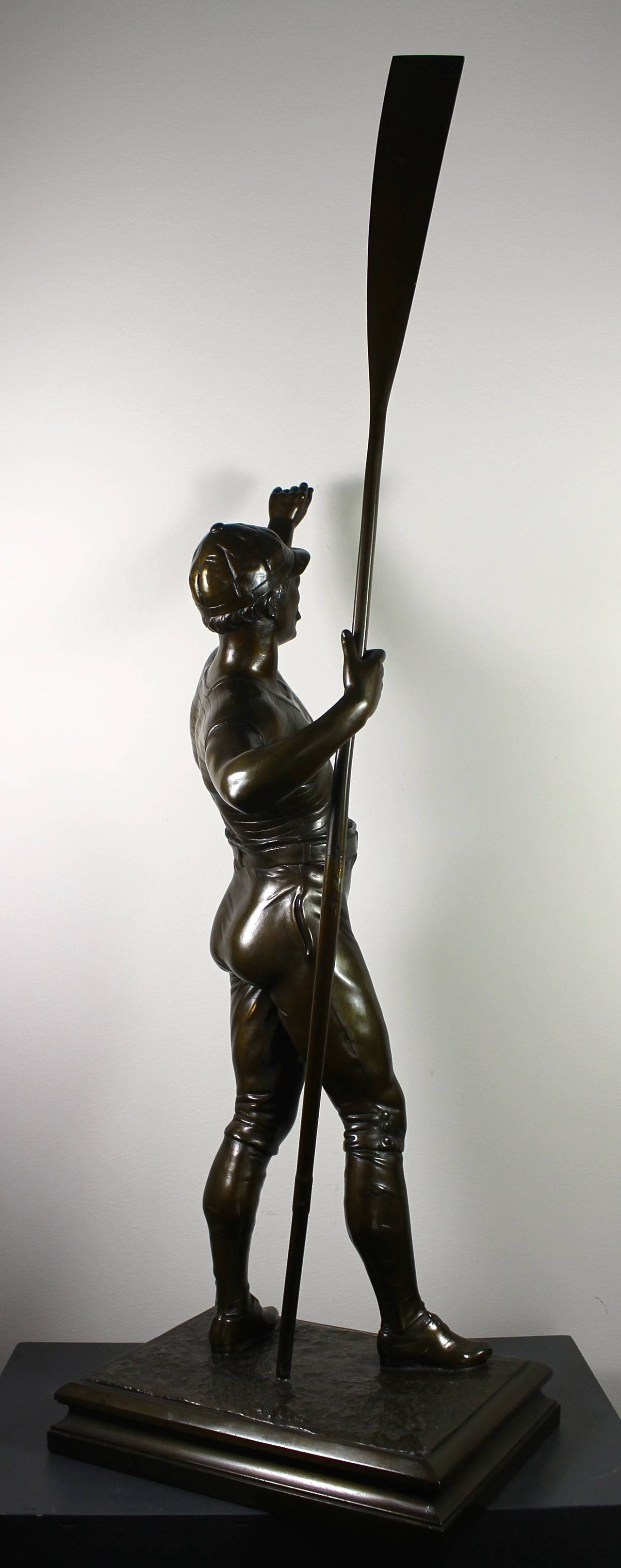 Hand-Crafted Bronzed Rower Sculpture, English circa 1910
