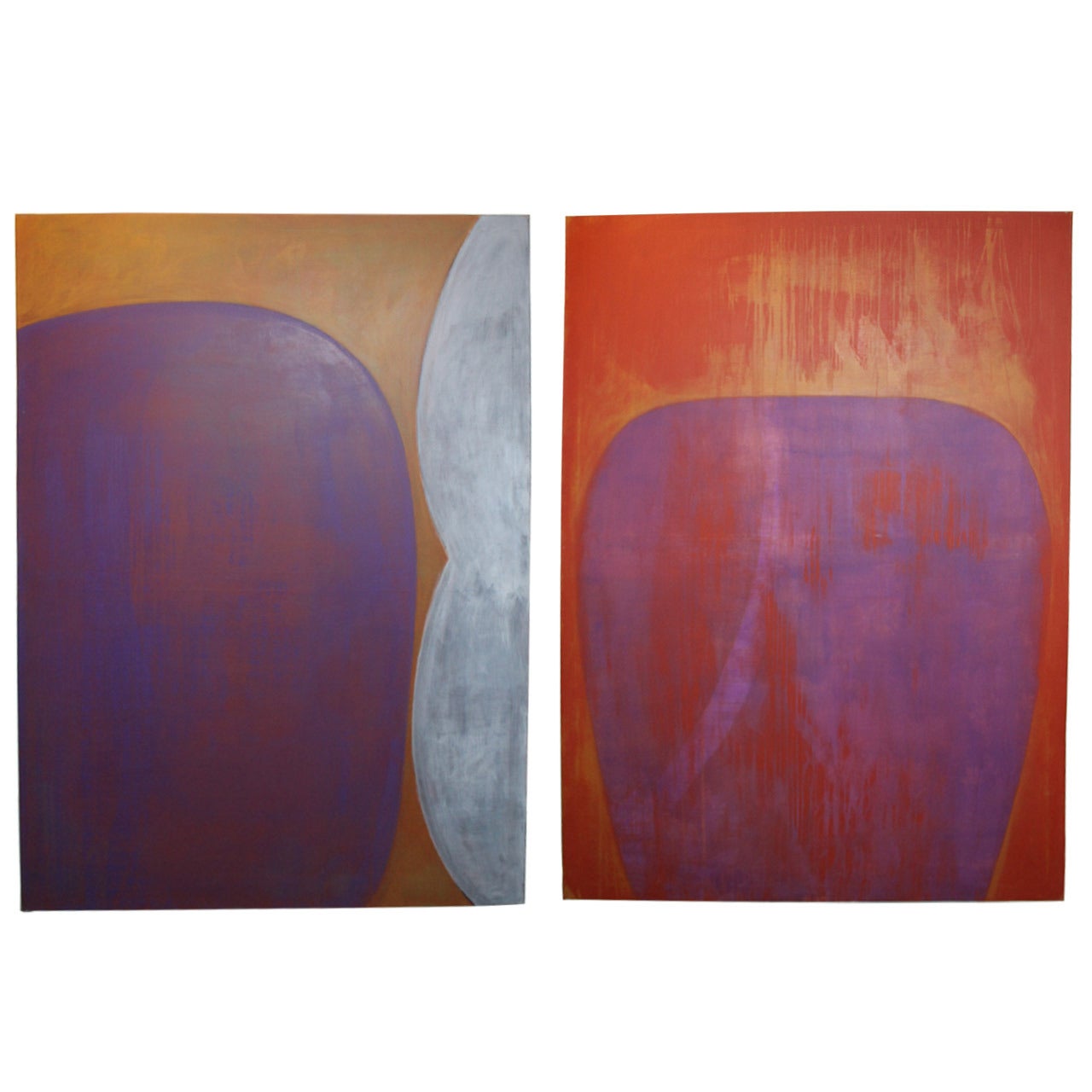 Pair of Large Abstract Paintings For Sale