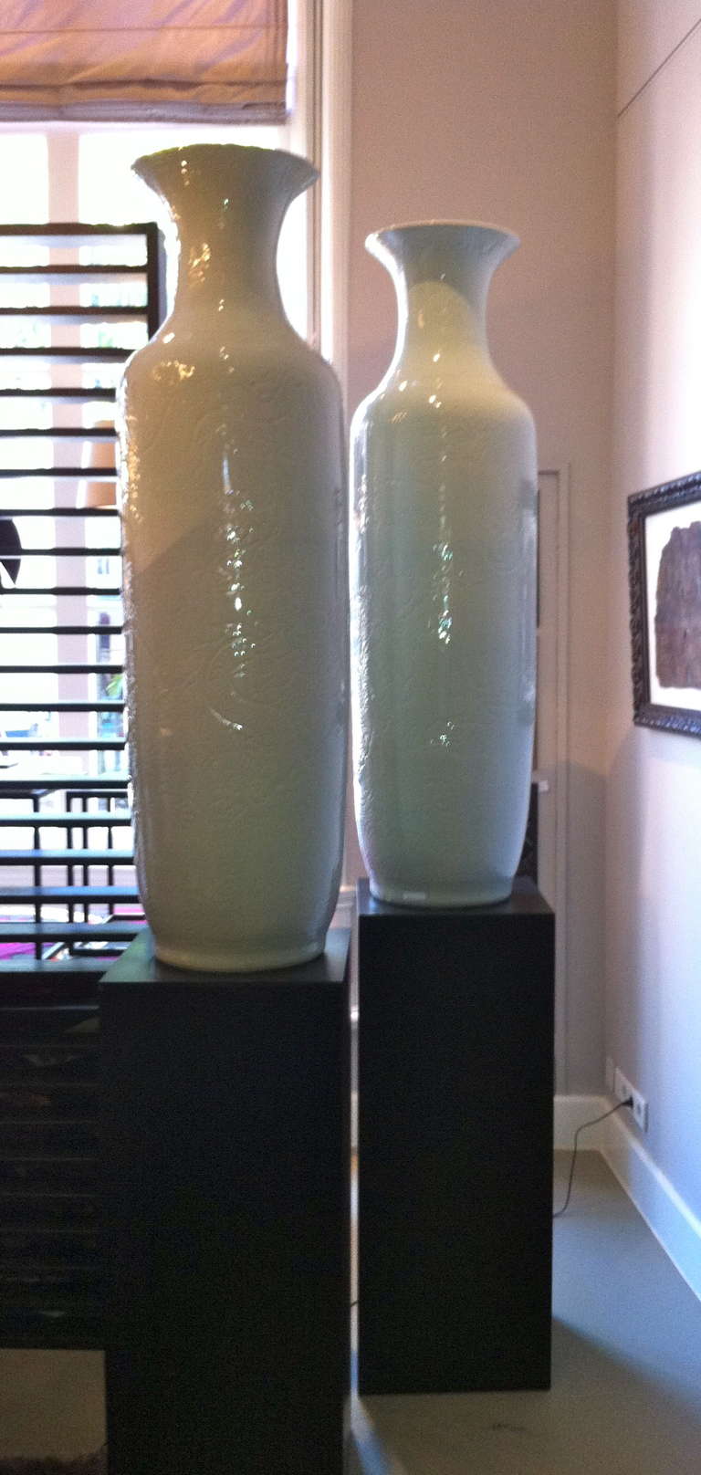 Chinese Pair of Large Celadon Vases