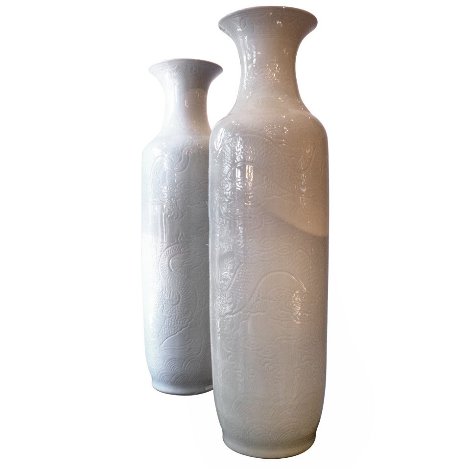 Pair of Large Celadon Vases
