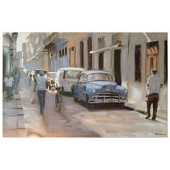 "Street in Havana, " Oil on Canvas
