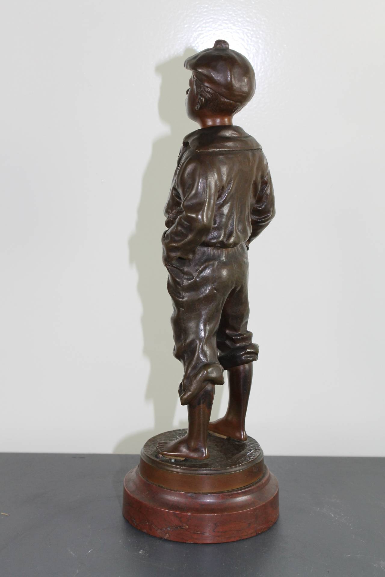 Boy in Patinated Bronze, Signed and Dated 2
