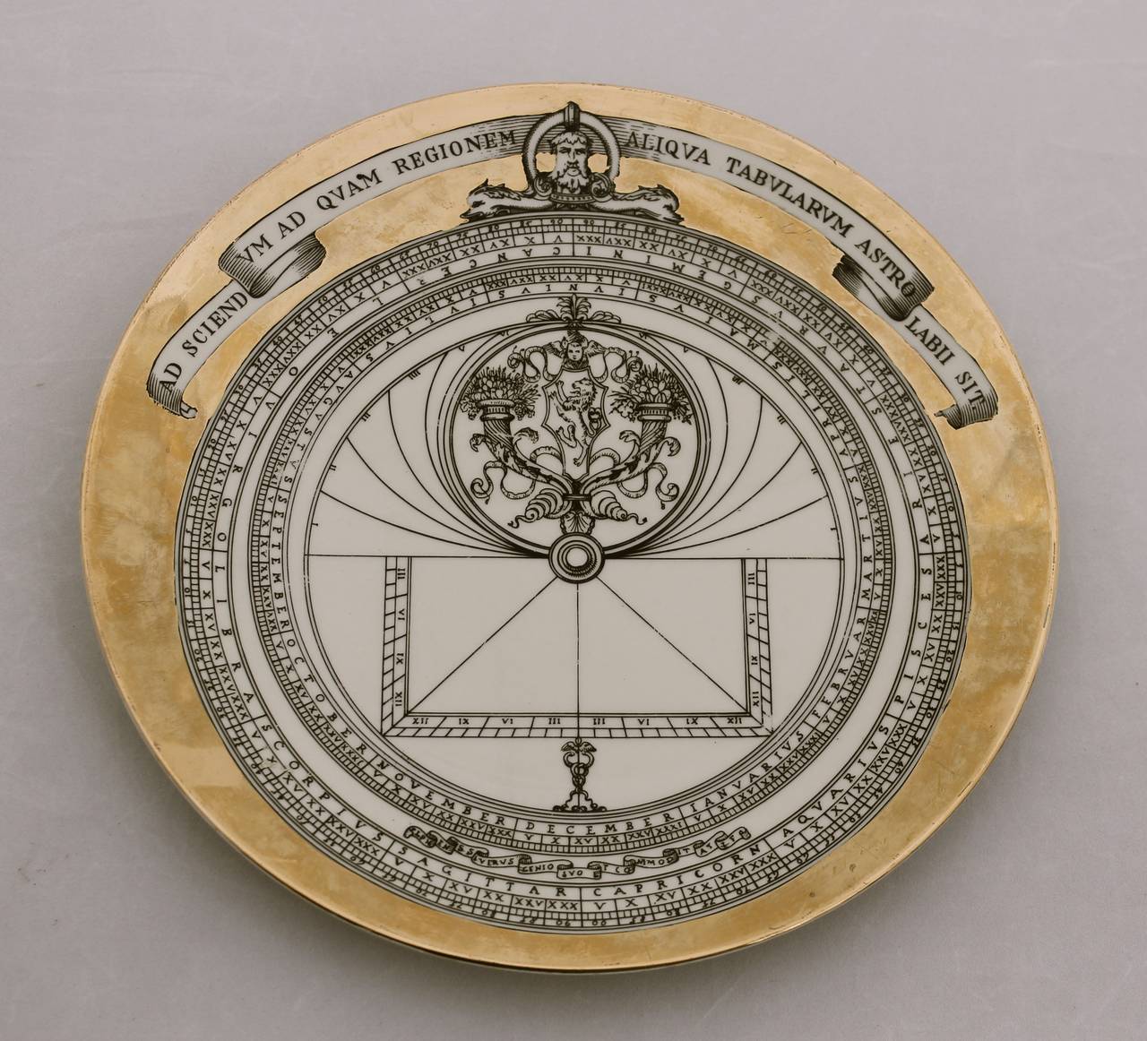 Mid-20th Century Trio of Fornasetti Astrolabio Plates in Porcelain
