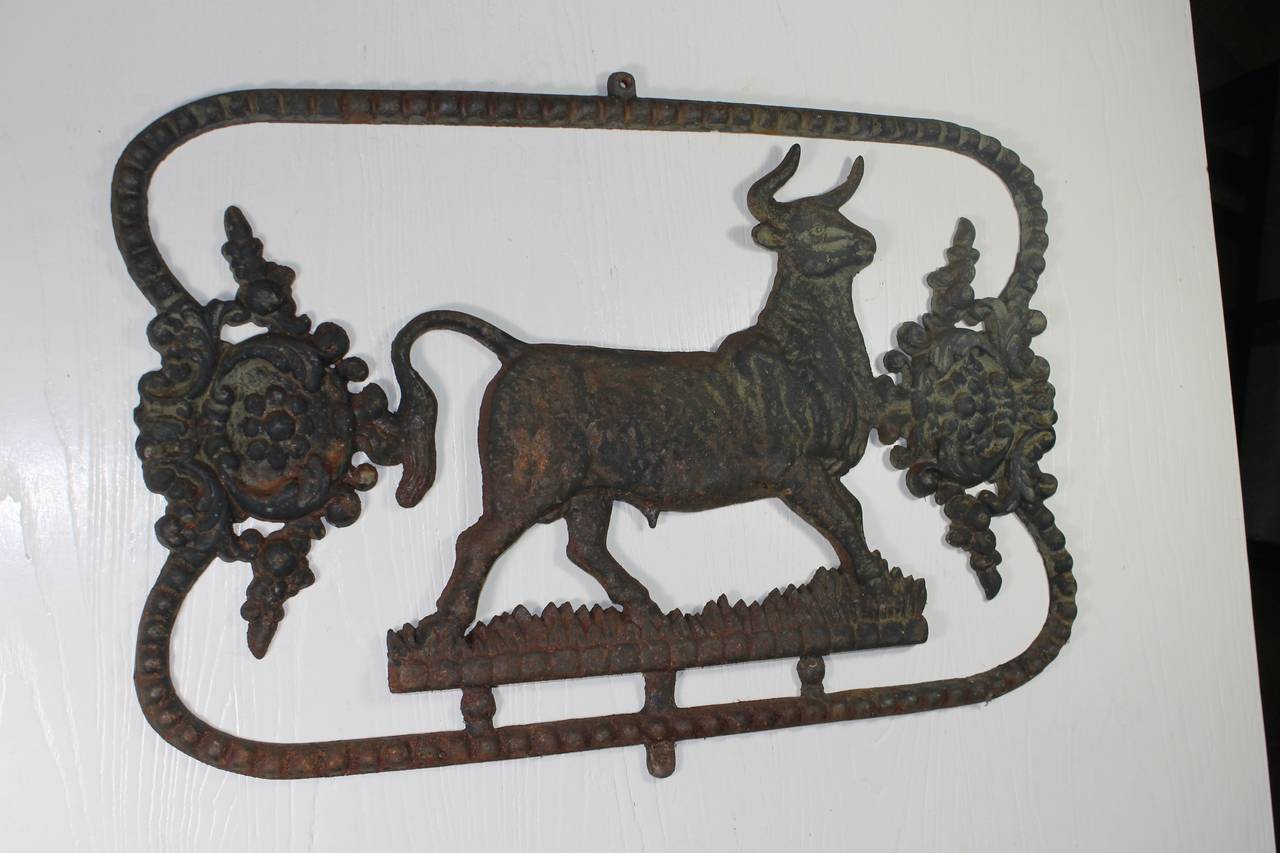  Butcher Sign in Cast Iron, France, 19th Century In Good Condition In Sint Annaland, NL
