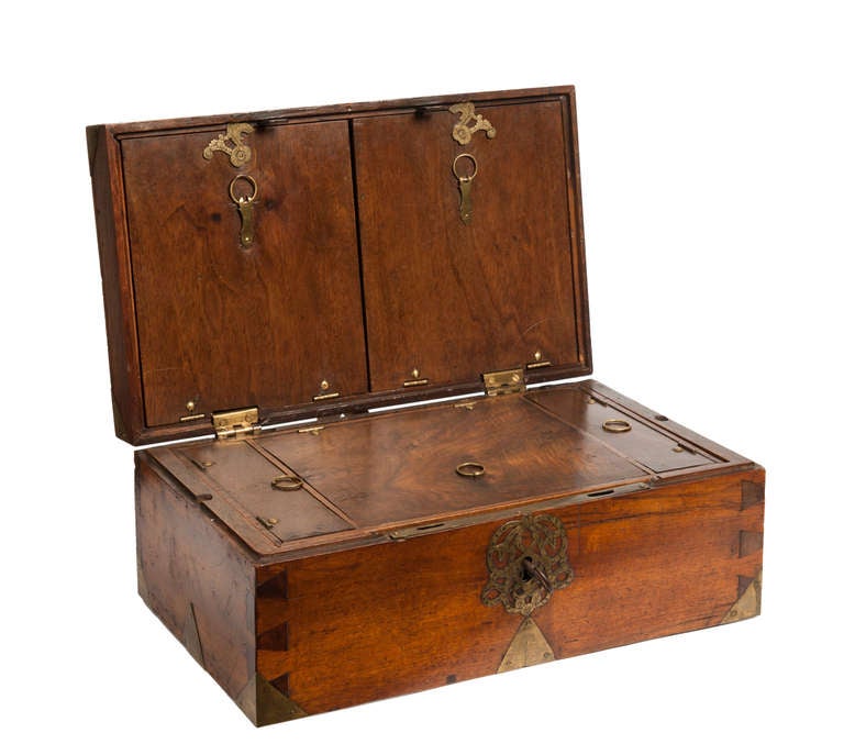 French Teakwood Captain's Writing Box.