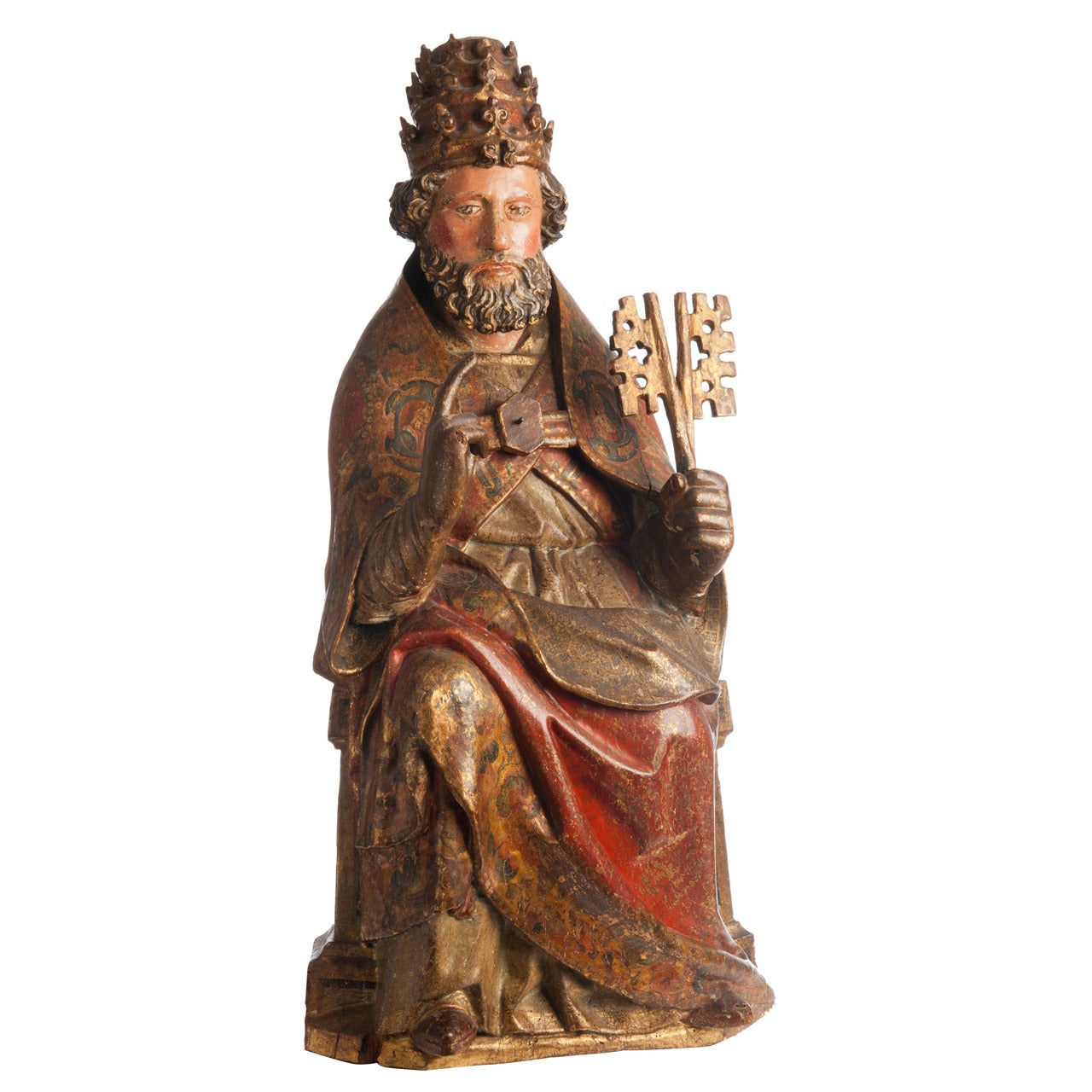 Saint Peter, Woodcarved, 15th Century, Lower Rhine For Sale